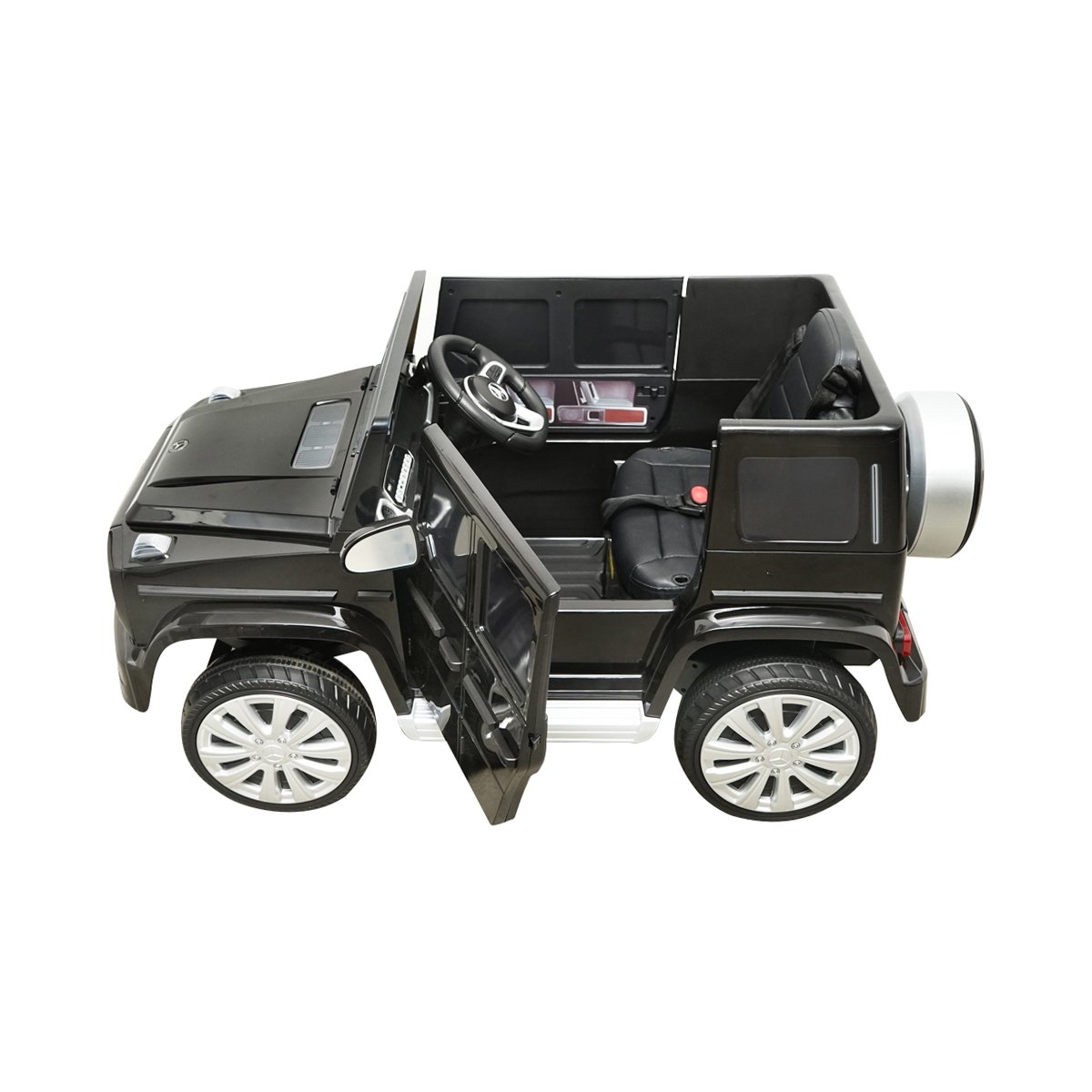Masinuta electrica cu baterie 6V/7Ah si telecomanda pentru copii Mercedes G500 JJ2077 negru cu scaun piele
